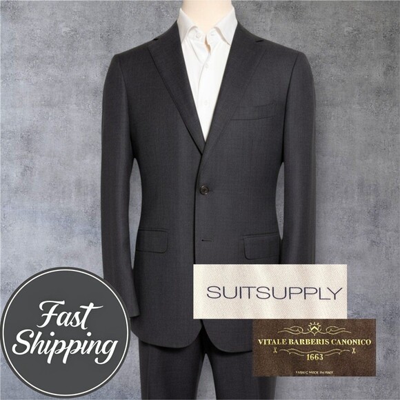 SUITSUPPLY V.B.C 130*S WOOL Men’s 2-Piece Suit – 44R Blazer/38WX32L Pants –Gray - Picture 1 of 16